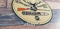 Vintage Remington Porcelain Rifle Ammo Buck Deer Service Sales Gas Pump Sign