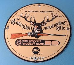 Vintage Remington Porcelain Sign Firearms Rifles Deer Ammo Guns Gas Pump Sign