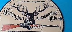 Vintage Remington Porcelain Sign Firearms Rifles Deer Ammo Guns Gas Pump Sign