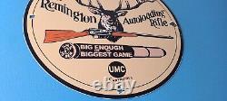 Vintage Remington Porcelain Sign Firearms Rifles Deer Ammo Guns Gas Pump Sign