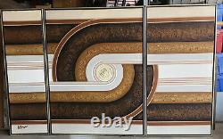 Vintage Retro 70's-80's MCM Signed Letterman Triptych 3 Panel Painting