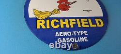 Vintage Richfield Gasoline Porcelain Casper Richlube Gas Service Pump Sign