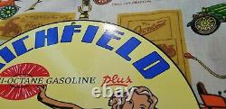 Vintage Richfield Gasoline Porcelain Gas Oil Service Pump Plate 12 Inch Sign