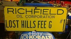 Vintage Richfield Oil Company Porcelain Oil Well Lease Gas Sign (Mint)