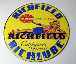 Vintage Richfield Richlube Sign California's Finest Pinup Girl Gas Pump Sign
