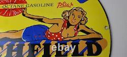 Vintage Richfield Richlube Sign California's Finest Pinup Girl Gas Pump Sign
