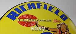 Vintage Richfield Richlube Sign California's Finest Pinup Girl Gas Pump Sign