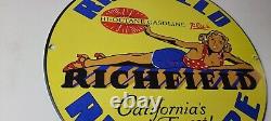 Vintage Richfield Richlube Sign California's Finest Pinup Girl Gas Pump Sign