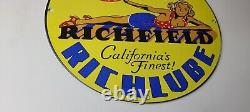 Vintage Richfield Richlube Sign California's Finest Pinup Girl Gas Pump Sign