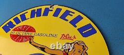 Vintage Richfield Richlube Sign California's Finest Pinup Girl Gas Pump Sign