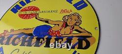 Vintage Richfield Richlube Sign California's Finest Pinup Girl Gas Pump Sign