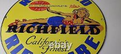 Vintage Richfield Richlube Sign California's Finest Pinup Girl Gas Pump Sign