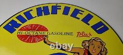 Vintage Richfield Richlube Sign California's Finest Pinup Girl Gas Pump Sign