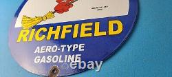 Vintage Richlube Gasoline Sign Aero Type Engine Gas Pump Porcelain Sign