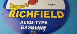 Vintage Richlube Gasoline Sign Aero Type Engine Gas Pump Porcelain Sign