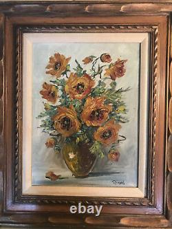 Vintage Rimeri Still-Life With Flowers Oil Painting Signed And Framed