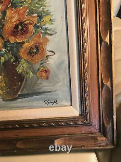 Vintage Rimeri Still-Life With Flowers Oil Painting Signed And Framed