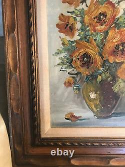 Vintage Rimeri Still-Life With Flowers Oil Painting Signed And Framed