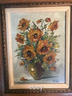 Vintage Rimeri Still-Life With Flowers Oil Painting Signed And Framed