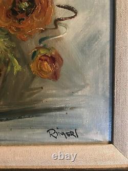 Vintage Rimeri Still-Life With Flowers Oil Painting Signed And Framed