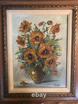 Vintage Rimeri Still-Life With Flowers Oil Painting Signed And Framed