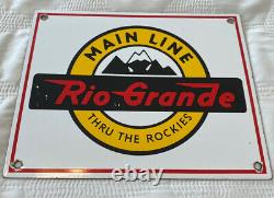 Vintage Rio Grande Mainline Porcelain Sign Railway Gas Station Oil Pump Plate