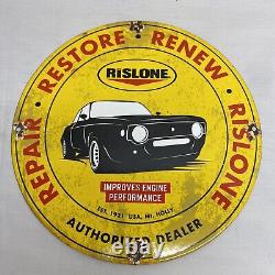 Vintage Rislone Motor Oil Authorized Dealer Service Station Porcelian Sign