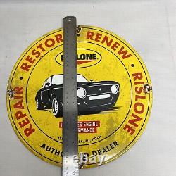 Vintage Rislone Motor Oil Authorized Dealer Service Station Porcelian Sign