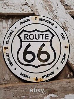 Vintage Route 66 Porcelain Sign Highway Roadway Missouri Arizona Oil Gas Station