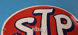 Vintage STP Porcelain Sign Gas Pump Automotive Sign