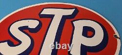 Vintage STP Porcelain Sign Gas Pump Automotive Sign