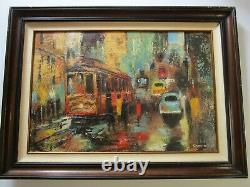 Vintage San Francisco Painting By Kern Expressionism Abstract City Urban Mod