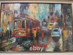 Vintage San Francisco Painting By Kern Expressionism Abstract City Urban Mod