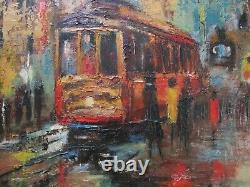 Vintage San Francisco Painting By Kern Expressionism Abstract City Urban Mod