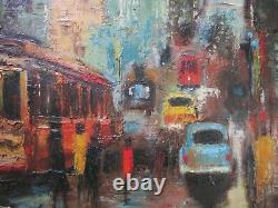 Vintage San Francisco Painting By Kern Expressionism Abstract City Urban Mod