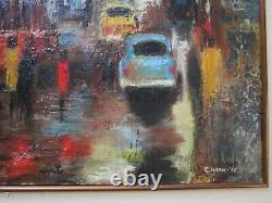 Vintage San Francisco Painting By Kern Expressionism Abstract City Urban Mod