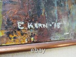 Vintage San Francisco Painting By Kern Expressionism Abstract City Urban Mod