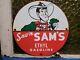 Vintage Sav'n Sams Porcelain Sign Oil Ethyl Gasoline Station Service Pump Plate