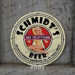 Vintage Schmidt's Beer Porcelain Sign Oil Gas Station Coors Budweiser