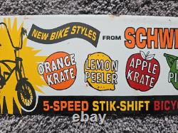 Vintage Schwinn Bicycle Metal Porcelain Sign 12 X 5