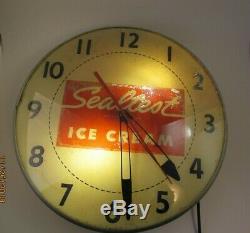 Vintage Sealtest Ice Cream 15 Lighted Gas Oil Metal Clock Sign Works