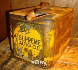Vintage Sepreme Auto Oil Can Gulf Refining Company Motor Oil Can Tin Sign Can