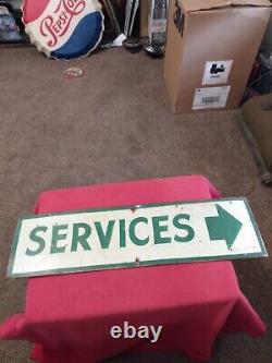 Vintage Services arrow Advertising Sign original rare gas oil