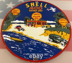 Vintage Shell 400 Gasoline Porcelain Sign Gas Station Pump Plate Motor Oil