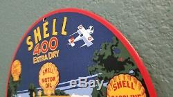 Vintage Shell Gasoline Porcelain 400 Gas Motor Oil Super Service Station Sign