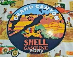 Vintage Shell Gasoline Porcelain Forest Park Gas Oil 11 3/4 Service Ad Sign