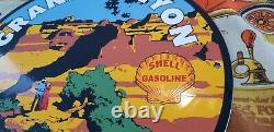 Vintage Shell Gasoline Porcelain Forest Park Gas Oil 11 3/4 Service Ad Sign