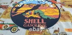 Vintage Shell Gasoline Porcelain Forest Park Gas Oil 11 3/4 Service Ad Sign