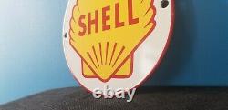Vintage Shell Gasoline Porcelain Gas Motor Oil 6 Service Station Pump Sign