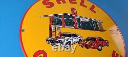 Vintage Shell Gasoline Porcelain Gas Service Station Garage Mechanic Pump Sign